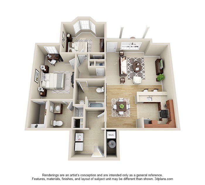 Oakwood : Unit 1B (2-Bedroom)