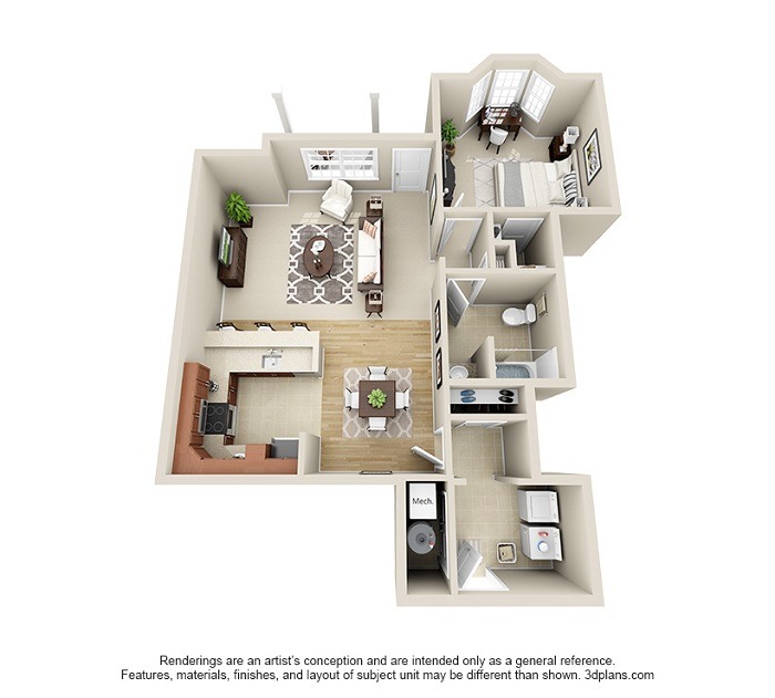 Oakwood : Unit 1C (1-Bedroom)